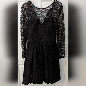 Vintage HW Collections Black Lace Mini Party Cocktail Dress Size 10 Prom